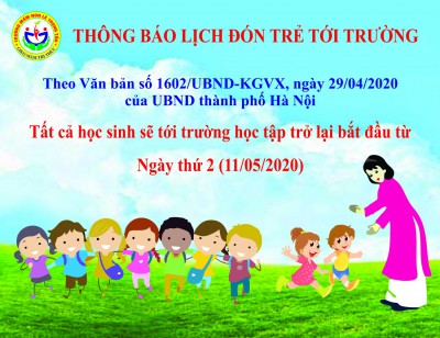 Thông báo về việc đón trẻ trở lại trường học sau những ngày nghỉ dịch kéo dài.